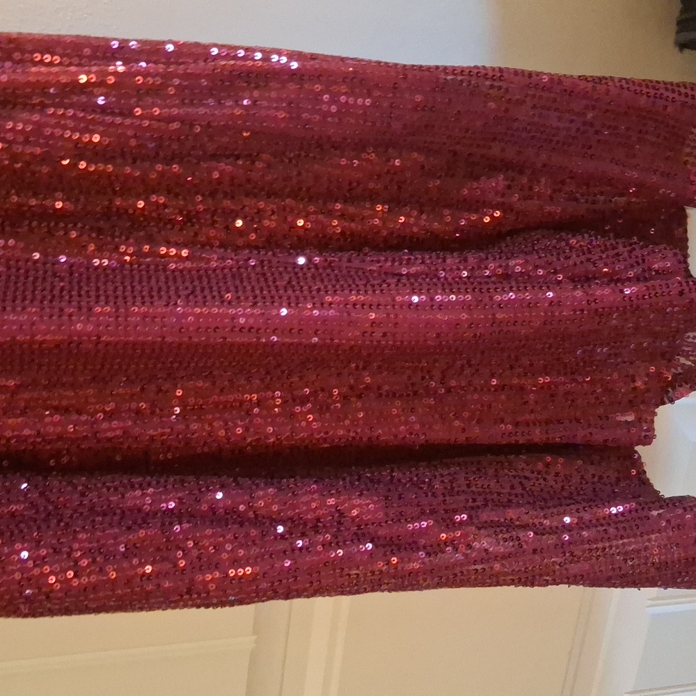 Sequined Sleeveless Evening Gown with Beaded Shoulder Chains - Picture 3 of 4